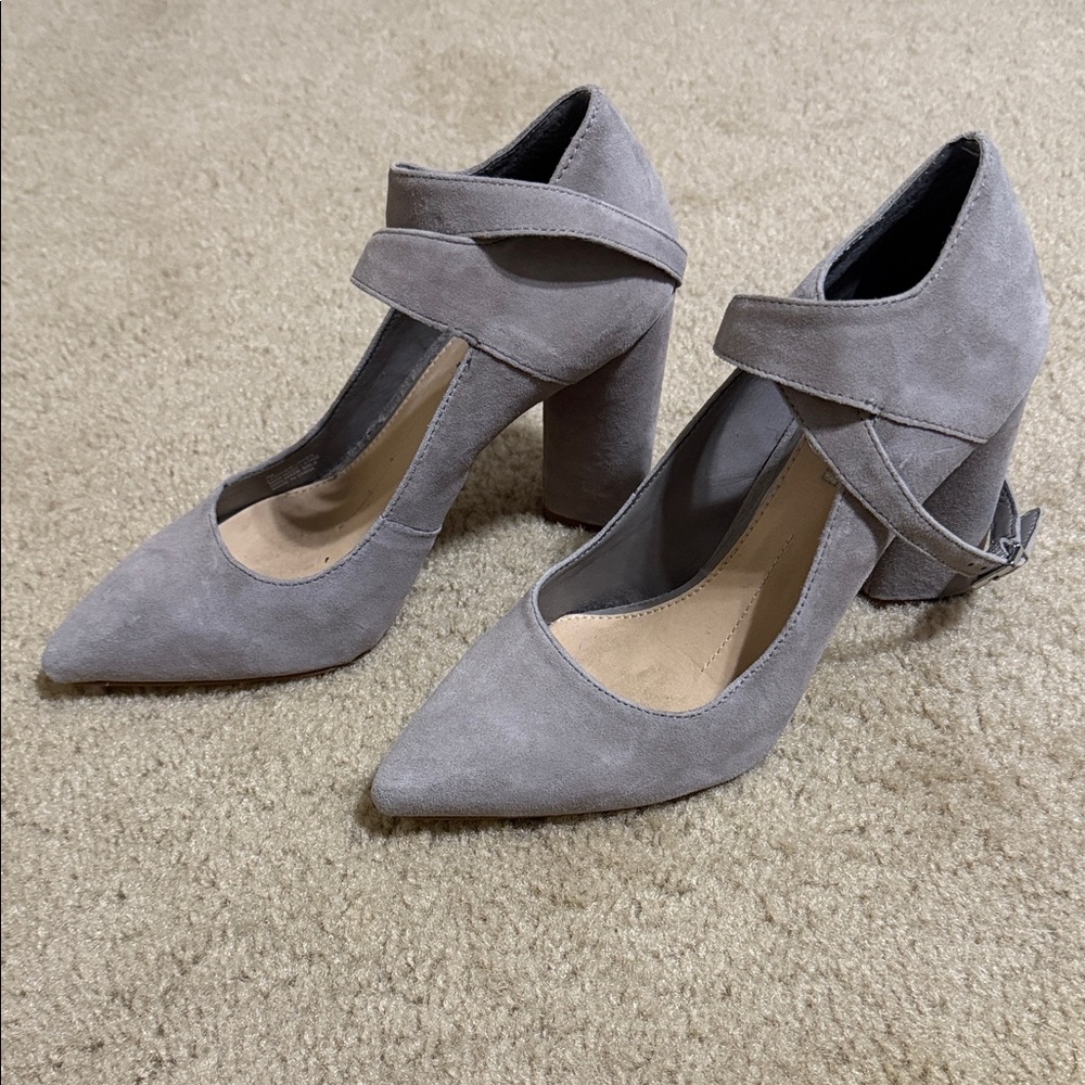 Gianni Bini Gray Suede Block Heels